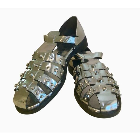 Sandro Studded Fisherman Sandals - Silver - Picture 4 of 10
